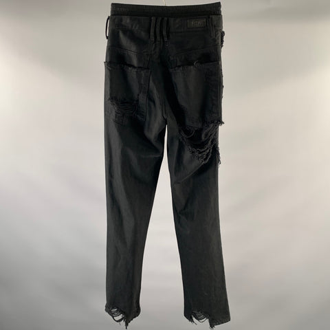 RtA Size 25 Black Denim Distressed Double Waist Jeans