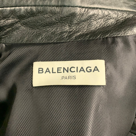 BALENCIAGA Size 4 Black Leather Lamb Skin Motorcycle Jacket