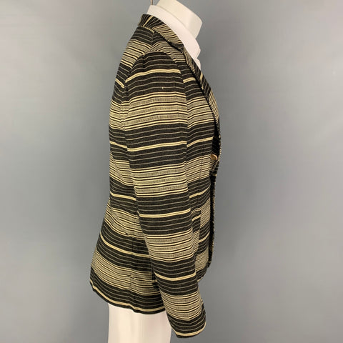F.S.C. Size S Black Cream Stripe Cotton Notch Lapel Sport Coat