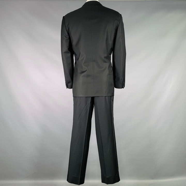 ERMENEGILDO ZEGNA Size 46 Black Wool Peak Lapel Tuxedo