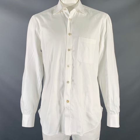 KITON Size L White Cotton Button Up Long Sleeve Shirt