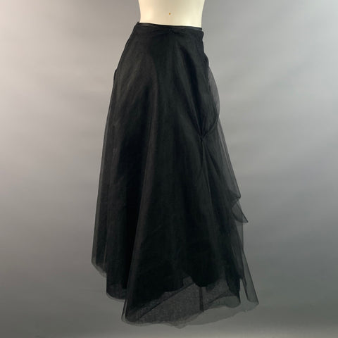 MELINDA ENG Size S Black Tulle Ruched Knee-Length Skirt