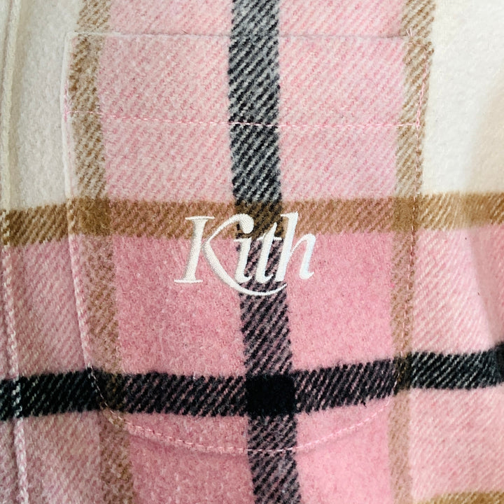 KITH Size XS Pink Black White Plaid Cotton Long Sleeve Shirt Jacket