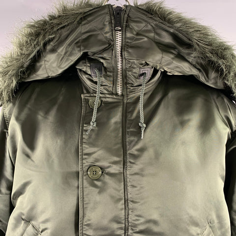 WTAPS Size XL Green Hooded Bomber Coat