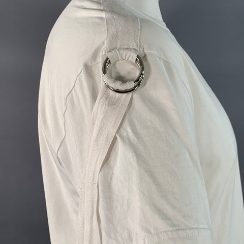 HELMUT LANG Size L White Cotton Jersey Crew Neck Straps Bondage T-shirt