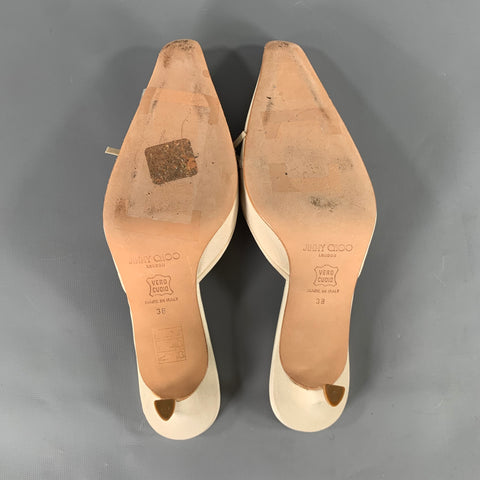 JIMMY CHOO Size 8 Cream Silk Mules Pumps