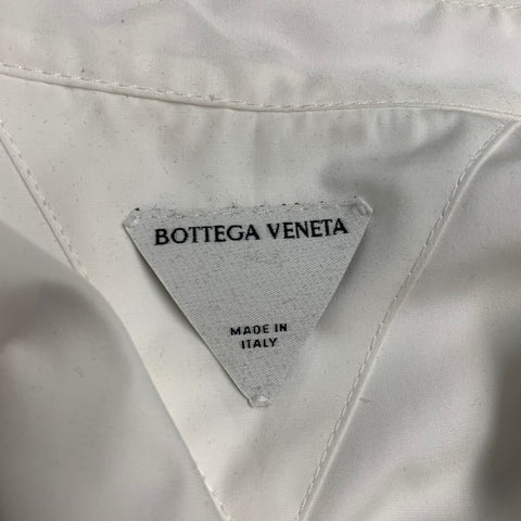 BOTTEGA VENETA Size M White Cotton Button Up Roll Tab Long Sleeve Shirt
