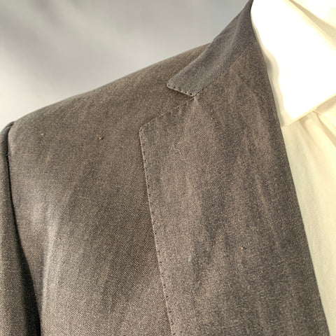 ERMENEGILDO ZEGNA Veste sport en twill de soie et lin marron taille 44 Regular