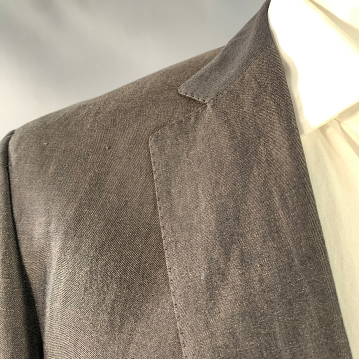 ERMENEGILDO ZEGNA Size 44 Regular Brown Silk Linen Twill Sport Coat