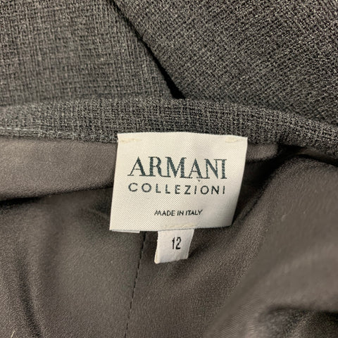 ARMANI COLLEZIONI Size 12 Grey Wool Polyamide Textured Low Rise Dress Pants