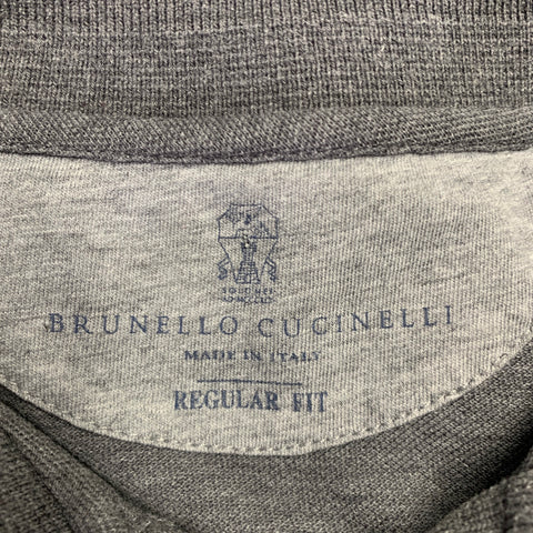 BRUNELLO CUCINELLI Size S Grey Cotton Half Placket Pullover