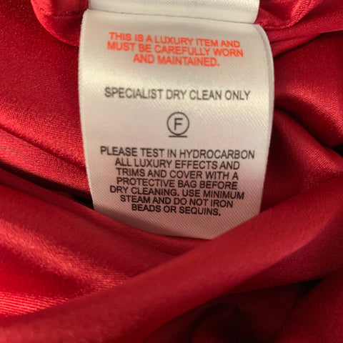 JENNY PACKHAM Red Silk Rhinestones Sheath Knee-Length Dress