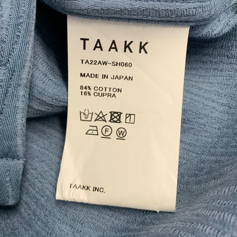 TAAKK Size M Blue Textured Wavy Lines Cotton Blend Worker Jacket