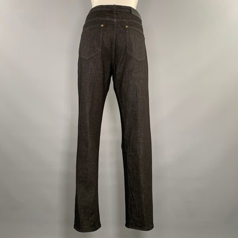 AGNONA Size 34 Black Grey Cotton Cashmere Straight Jeans