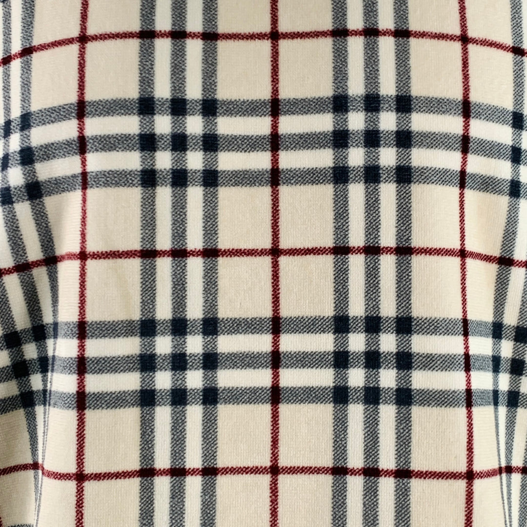 BURBERRY Archive Size S Willesden Khaki Black Burgundy Plaid Cotton Oversized T-Shirt Pullover