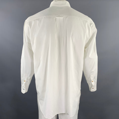 MATSUDA Size L White Cotton Mixed Button Long Sleeve Shirt
