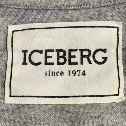 ICEBERG Size L Grey Blue Black Jersey Embroidered Snoopy Print T-shirt