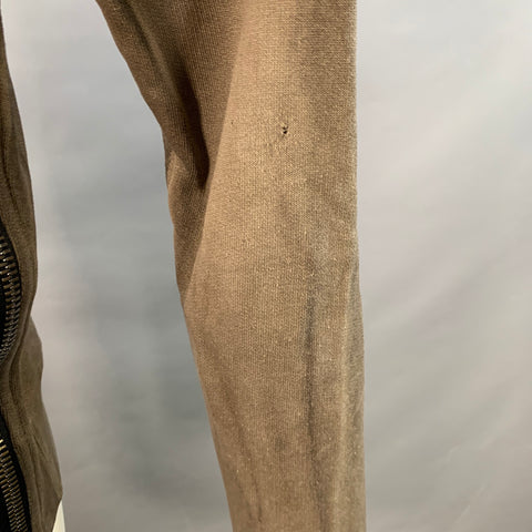 BALMAIN Size M Grey Olive Cotton Distressed Hoodie Sweatshirt