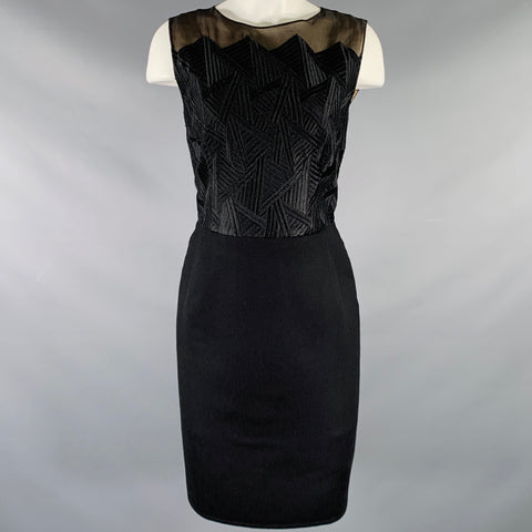 AKRIS Size 8 Black Silk Cashmere Sleeveless Below Knee Dress