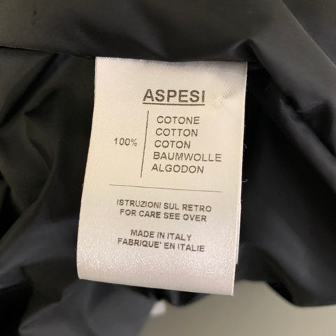 ASPESI Taille L Veste chemise matelassée en coton à carreaux noir et blanc