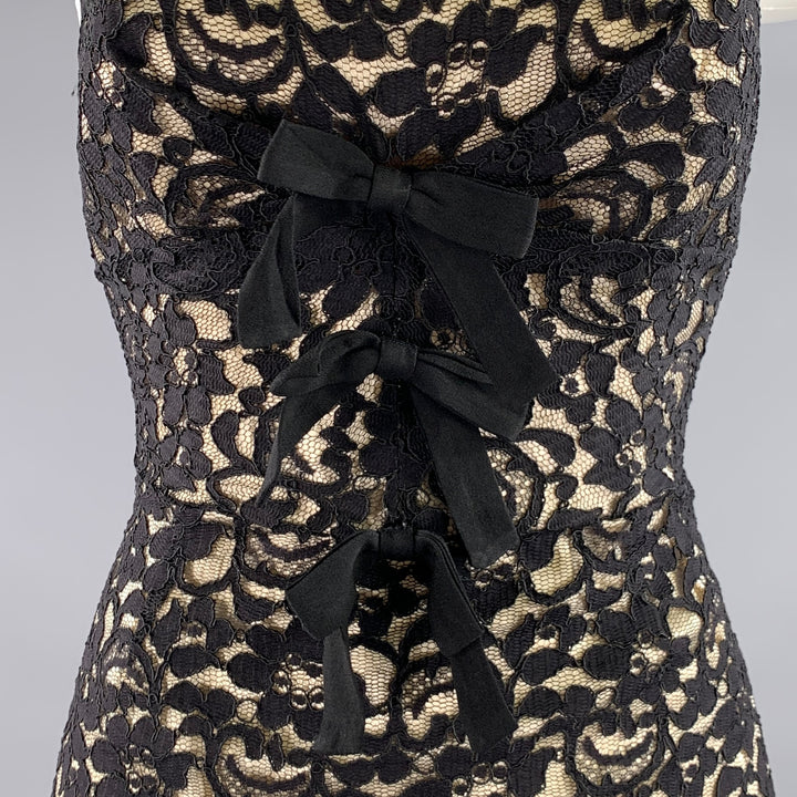 MOSCHINO Size 2 Black Acetate  Rayon Floral Fitted Mini Dress