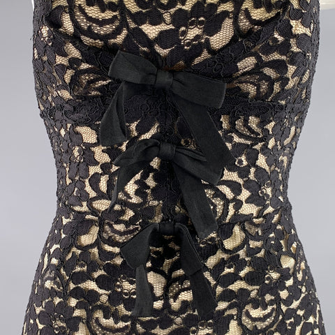 MOSCHINO Size 2 Black Acetate  Rayon Floral Fitted Mini Dress