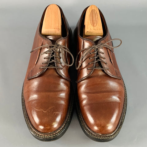 alden dress shoe laces ALDEN Size 6.5 Brown Leather Derby Lace-Up Shoes Sui Generis Designer Consignment