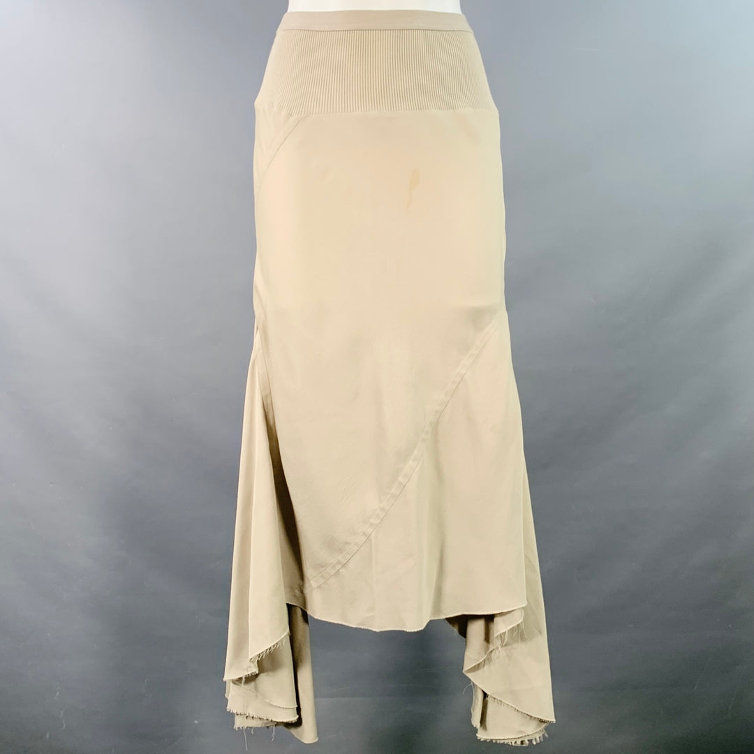 RICK OWENS SS16 Size 6 Cyclops Green Sage Viscose Blend Asymmetrical Long Skirt