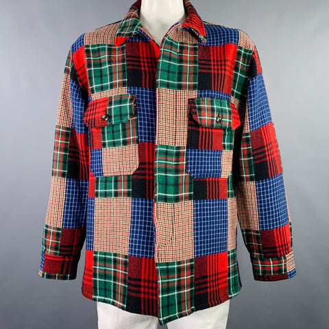 BEAMS PLUS Size XL Multi Color Patchwork Cotton Blend Jacket