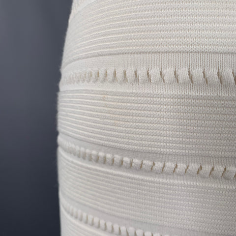 DSQUARED2 Size M White Rayon Polyamide Textured Short Sleeve Dress
