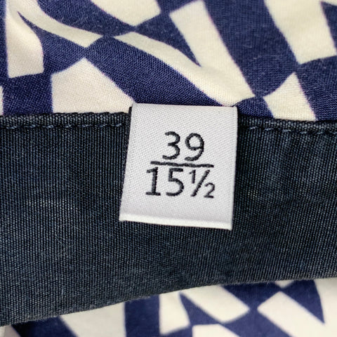 VALENTINO Size S Navy White Burgundy Monogram Cotton Camp Short Sleeve Shirt