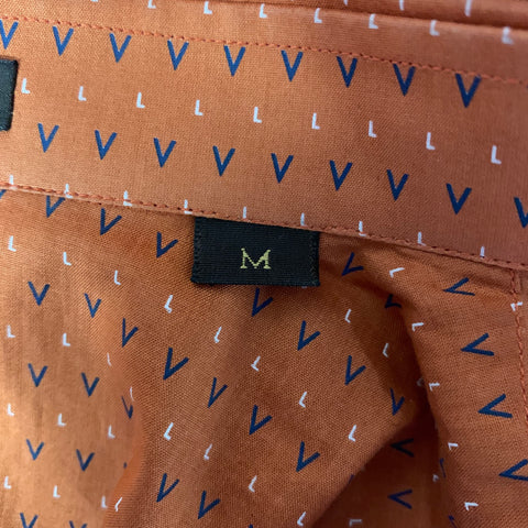 LOUIS VUITTON Size M Orange Blue White Logo Long Sleeve Shirt