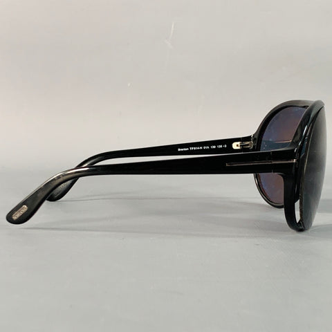 TOM FORD Brenton Black Acetate Pilot Shield Sunglasses