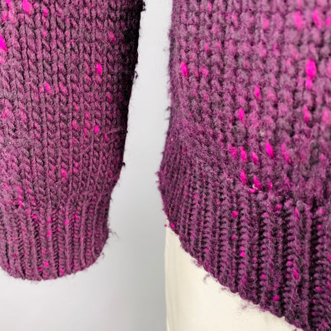 ETRO Size XXL Purple Fuchsia Cable Wool Button Up Sweater