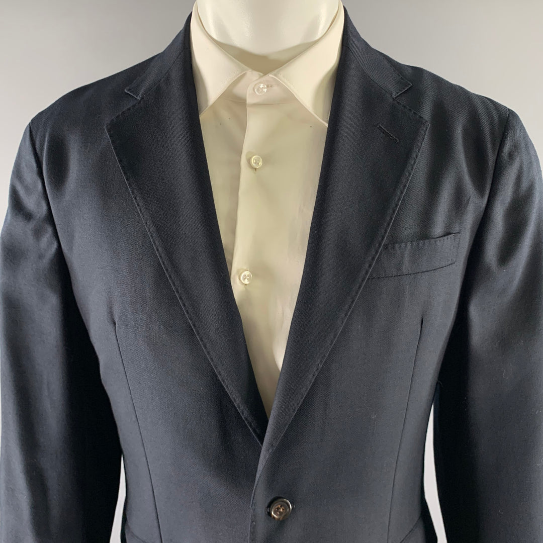 POLO Size 40 Navy Solid Wool Notch Lapel Sport Coat