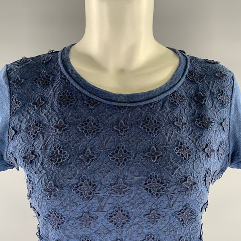 LOUIS VUITTON Size S Blue Cotton Blend Monogram T Shirt