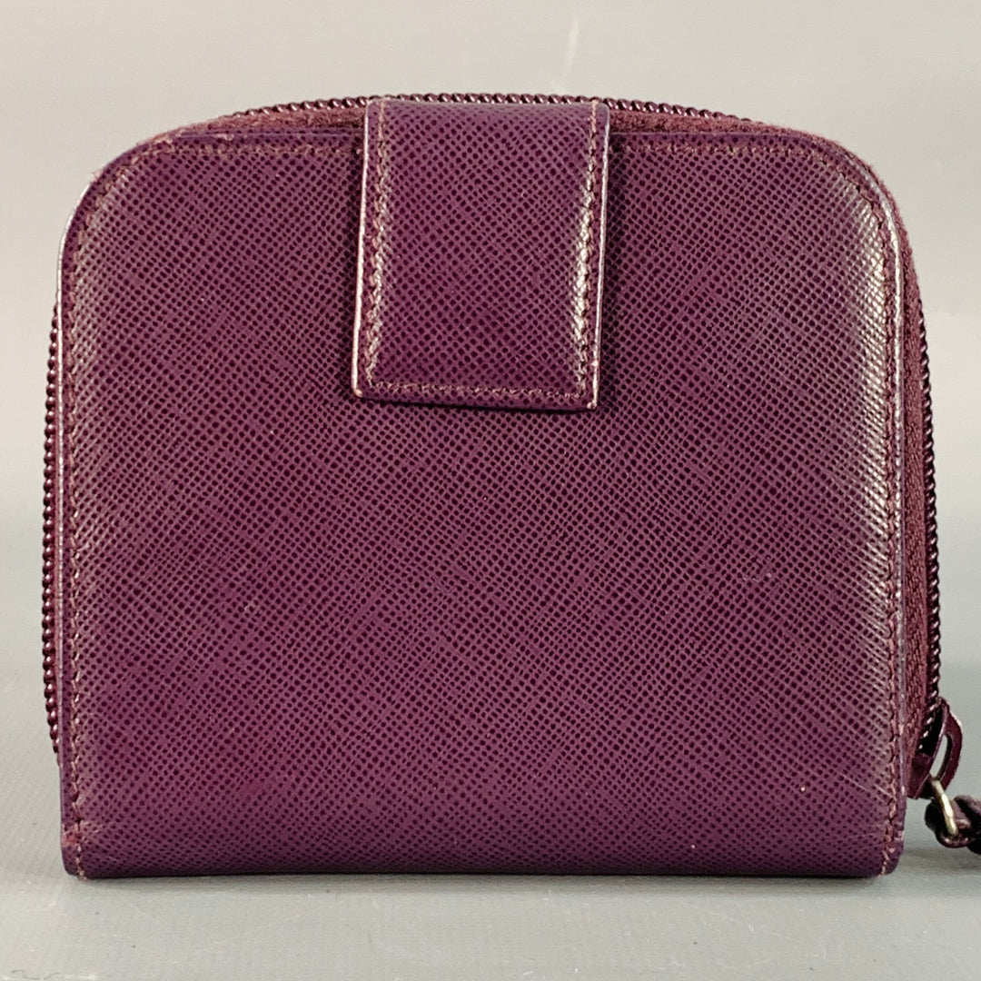 PRADA Purple Saffiano Leather Zip Wallet