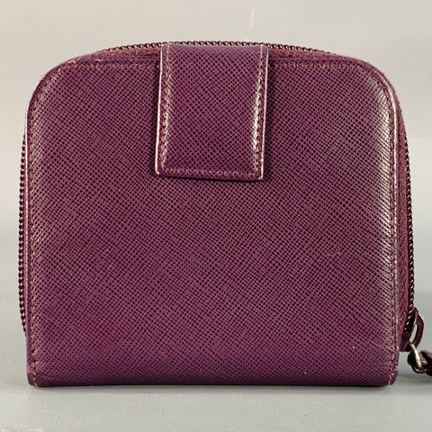 PRADA Purple Saffiano Leather Zip Wallet