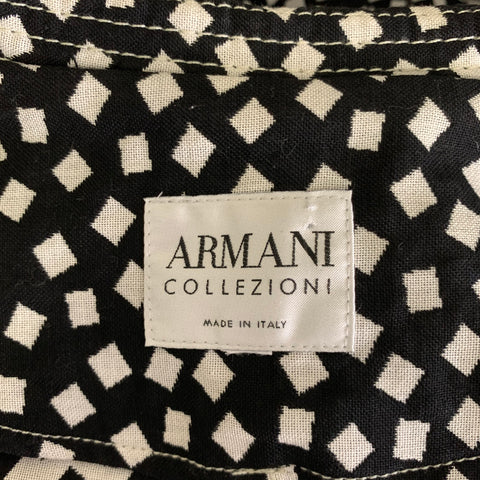 ARMANI COLLEZIONI Size M Black White Cotton Blend Squares Trench Coat