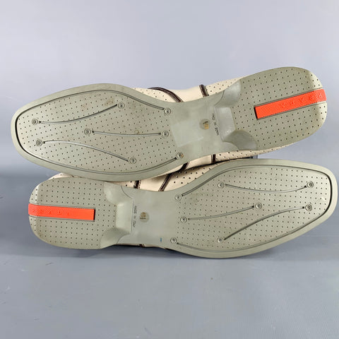 PRADA Chaussures à lacets en cuir perforé gris marron Taille 7.5