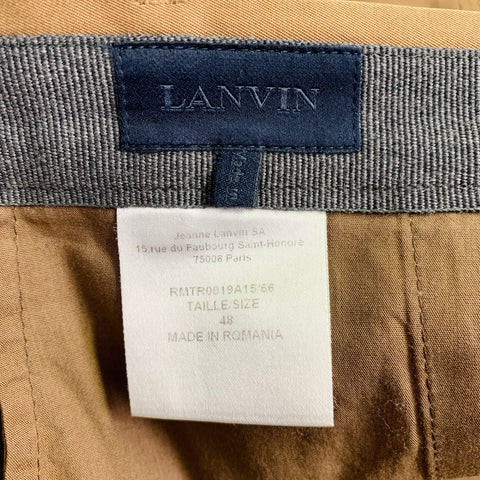 LANVIN Size 32 Khaki Cotton Ankle Zip Flat Front Dress Pants