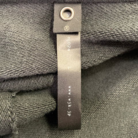 WJK Taille L Noir Coton Brut Bords Vifs Sweat à Capuche Zippé