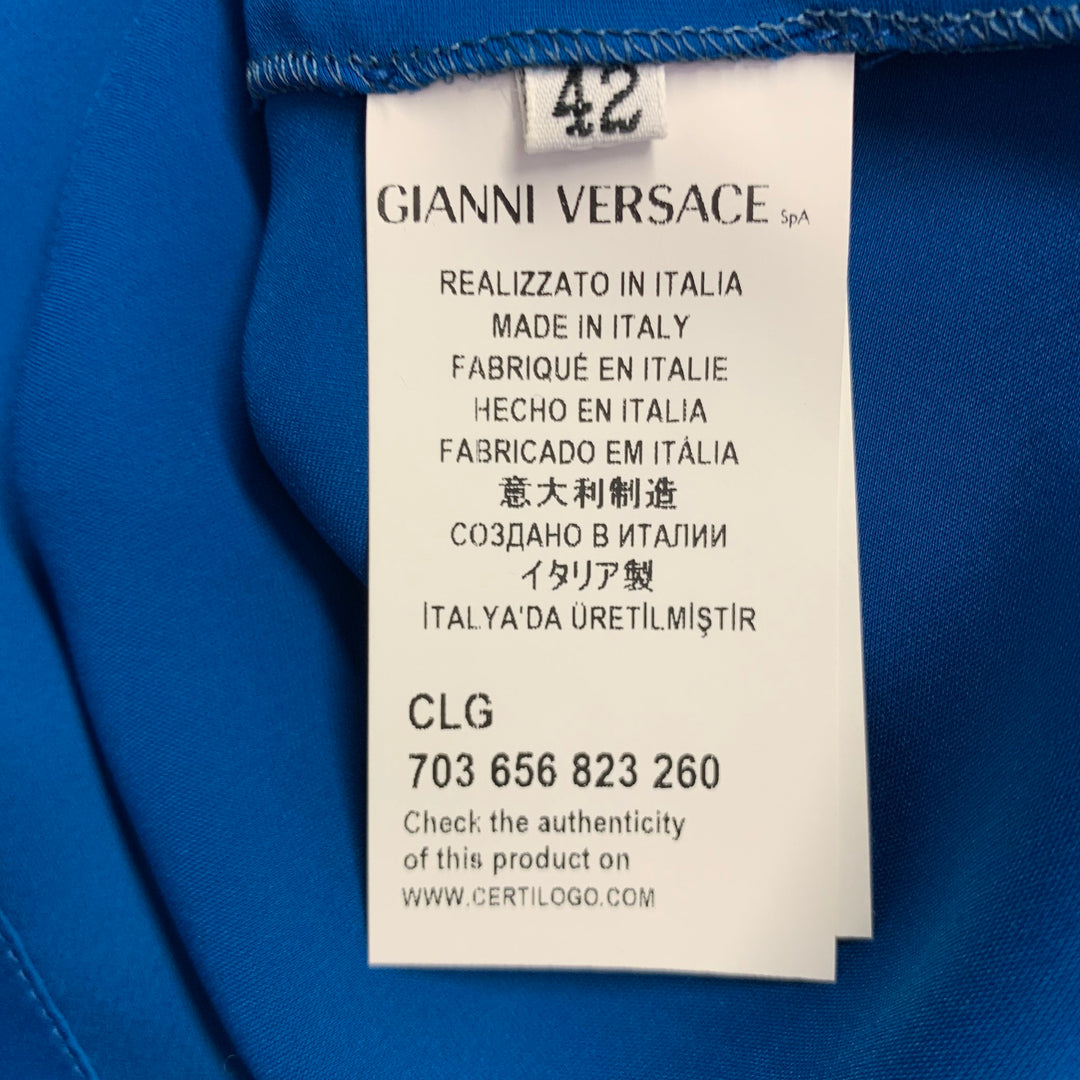 VERSACE COLLECTION Size 6 Blue Polyester Wing Sleeve Blouse