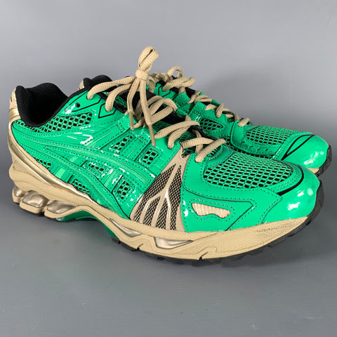 ASICS - GMBH Size 9 Green Black Mixed Materials Low Top Sneakers