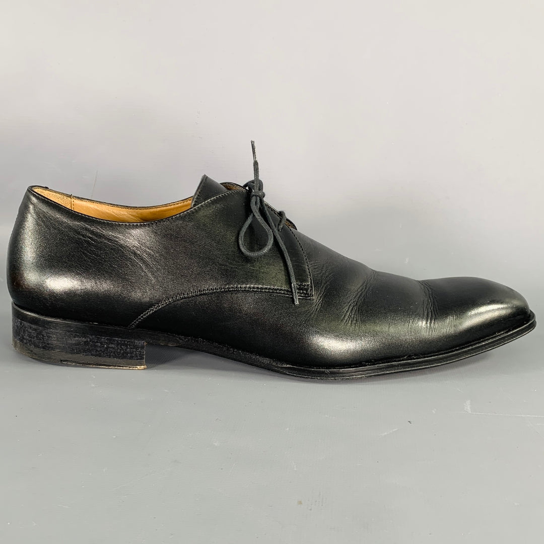 BARNEY'S NEW YORK Size 13 Black Leather Derby Lace-Up Shoes
