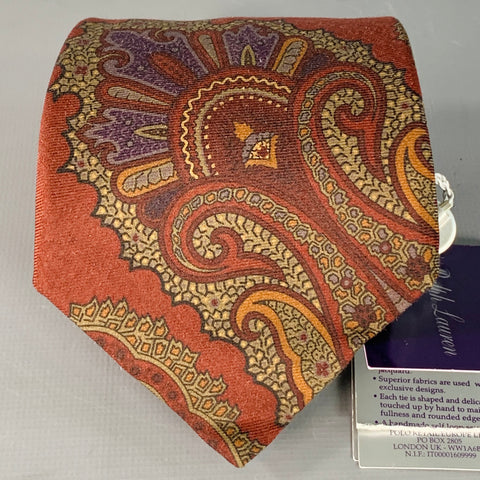 RALPH LAUREN Burgundy Olive Paisley Silk Tie