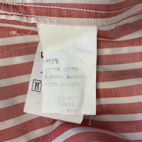 ERMENEGILDO ZEGNA Size L Red White Stripe Cotton Button Up Long Sleeve Shirt