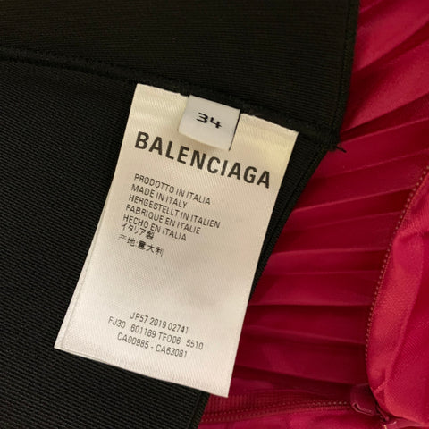 BALENCIAGA Size XS Pink Fuchsia Polyester Pleated A Line Skirt