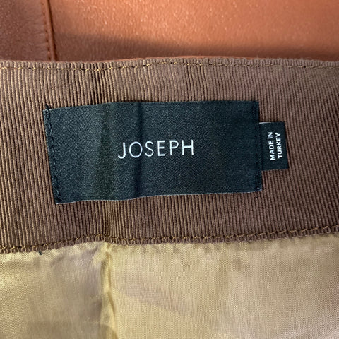 JOSEPH Size L Tan Leather Lambskin Skirt