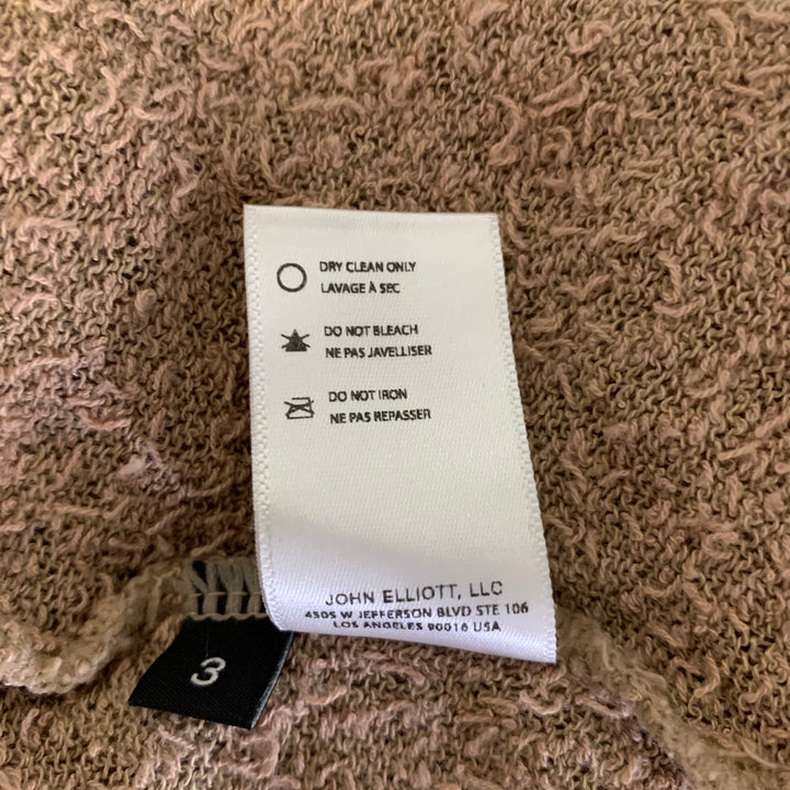 JOHN ELLIOTT Size L Camel Textured Cotton Nylon Boat Neck Pullover